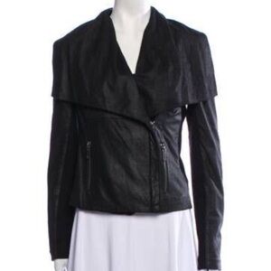 Vince Black Leather Biker Jacket